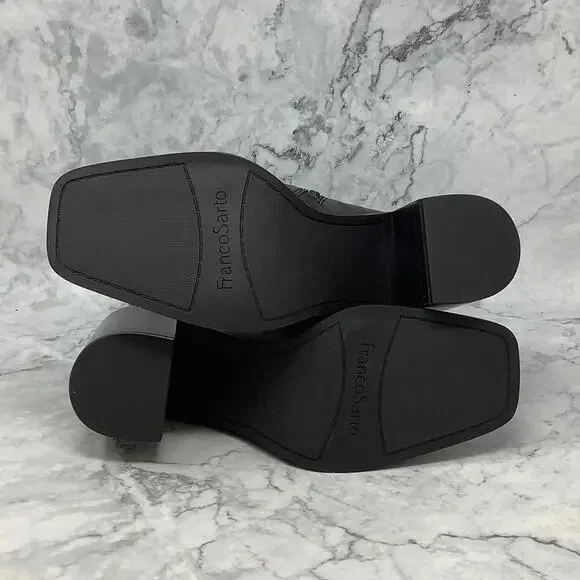 Franco Sarto 10M Black Leather Stevie Mid Calf Boot Square Toe Block Heel M29-14 - Picture 6 of 10